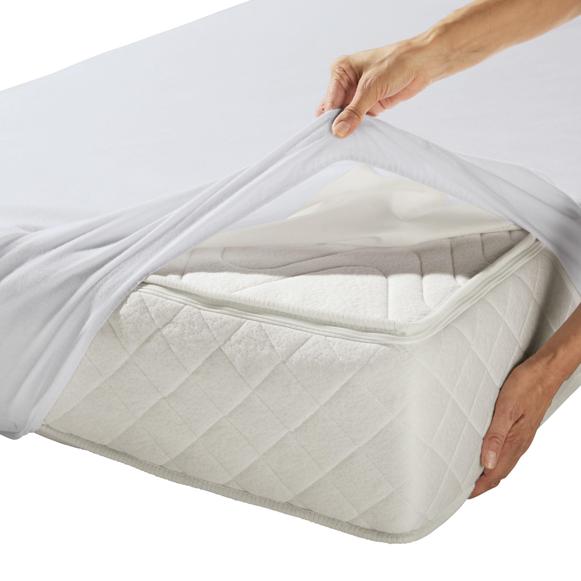 Erwin Müller Spannbettlaken wasserdicht/Kochfest Prenzlau f. Boxspringbett Molton weiß Größe 200x200 cm