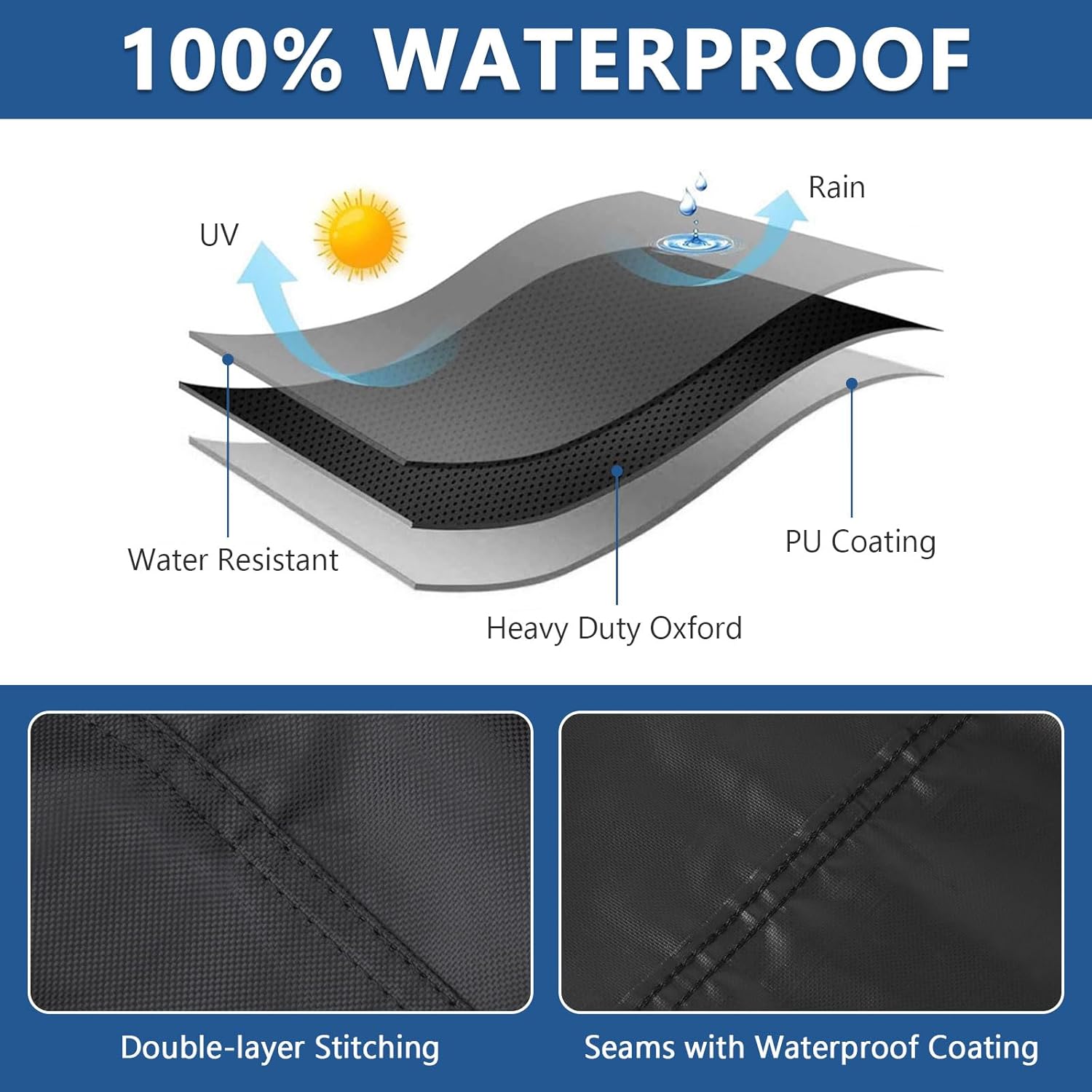 Chaise Lounge Covers, 2 Pack Waterproof Outdoor Lounge Chair Covers for Patio Furniture, Pool Lounge Chair Outdoor Furniture Cover - 78 x 26 x 12 Inch - Image 5