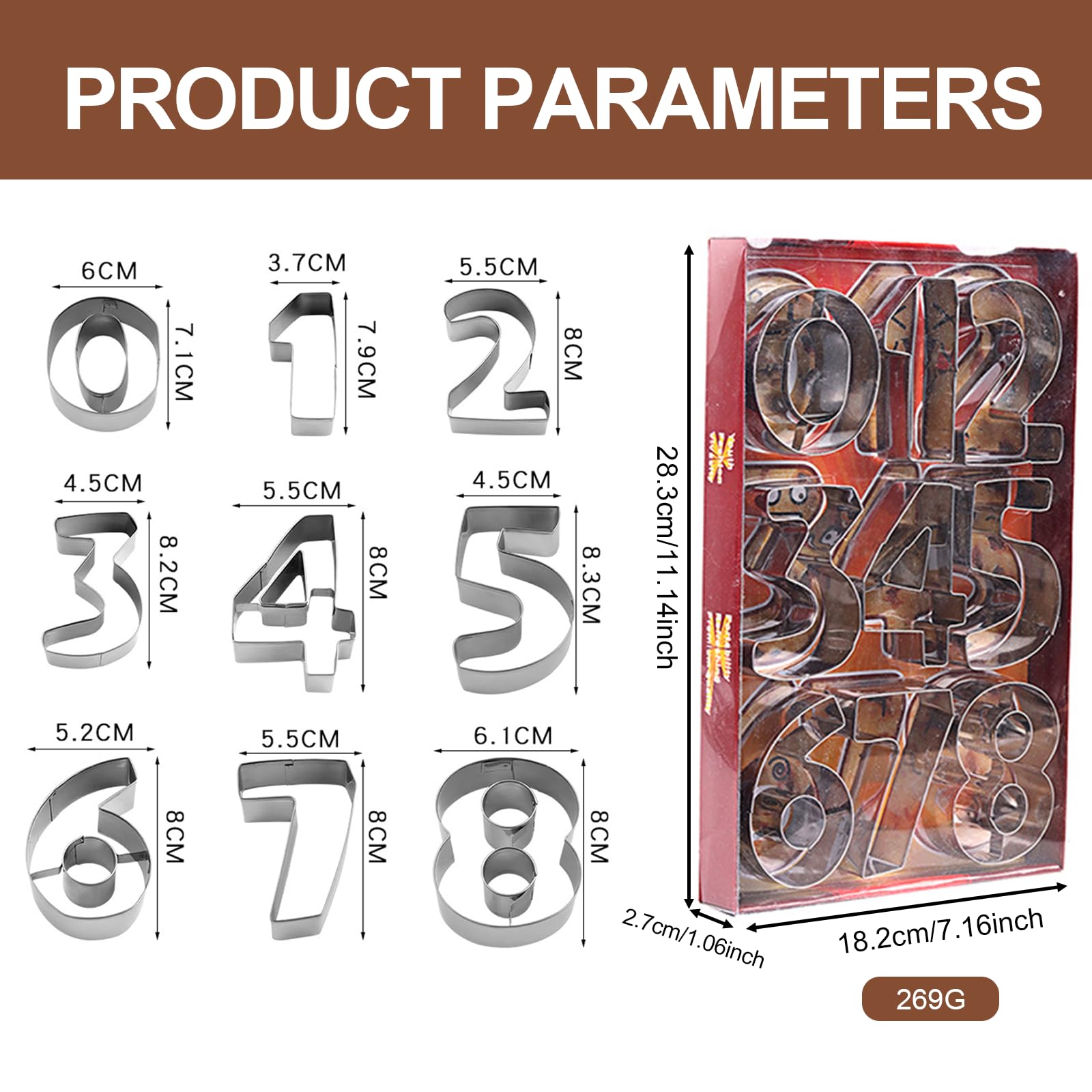 9 Pezzi Formine Biscotti-Set, Tagliabiscotti 0-9 Numeri, Biscotti Numeri, Biscotti Muffa in Acciaio Inossidabile, Decorazione del Dolce, per Biscotti, Cottura al Forno, Fondente DIY Stampo Da Forno