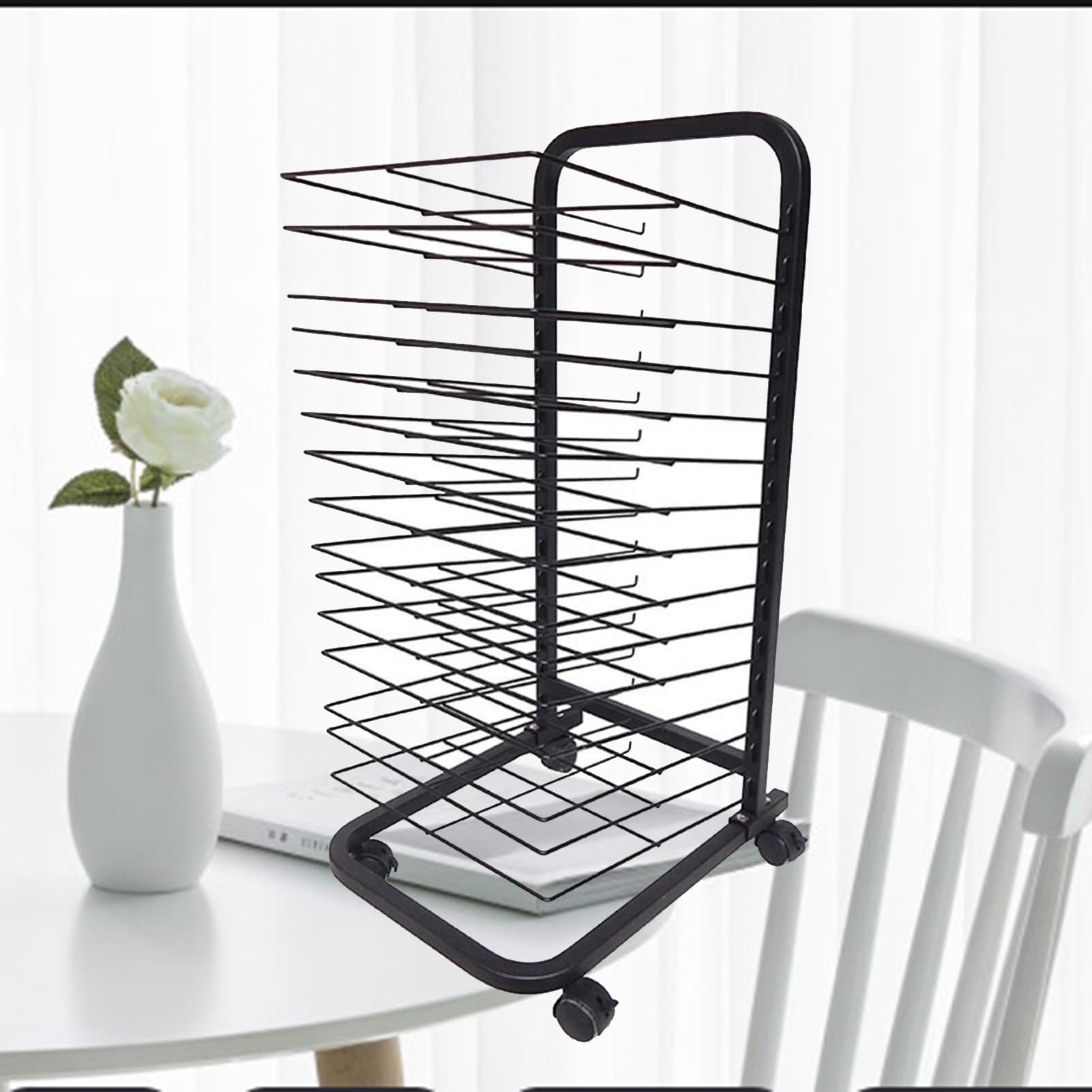 Aioneer Art Drying Rack For Classroom - Steel Drying Painting Racks, Sturdy Paint Drying Rack, 20 Removable Shelves, Efficient And Organized Drying Rack Art For Students Masterpieces