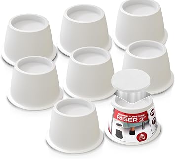 Utopia Bedding Bed Risers 2 Inch - 8 Pack - Round Furniture Risers with Top Anti-Slip Foam with Metal Plate & Bottom Rubber Pads - Bed Risers Heavy Duty for Sofa, Couch & Chair Lifts White
