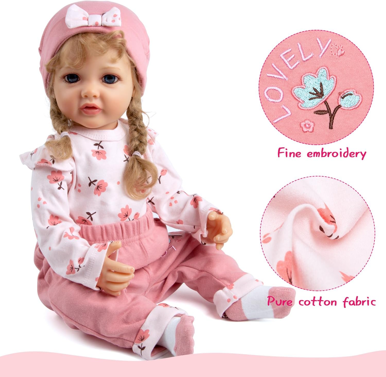 Pedolltree 4 Pcs Set Reborn Baby Dolls Clothes for 17-22 Inch Reborn Dolls,Realistic Baby Doll Clothes Fit Newborn Girl