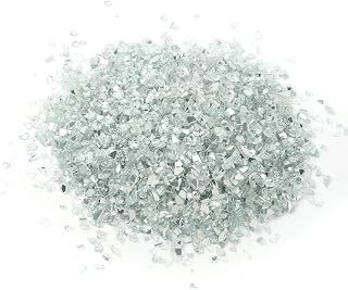 Alan Stone High Luster Reflective Fire Glass Gravel,Fire Gems,Fire Drops,Fire Glass Pebbles Stones Beads Chips for Fire Pit Fish Tank Aquarium Garden Gifts Decoration,3-6mm,435g/15.34oz (Mirror)