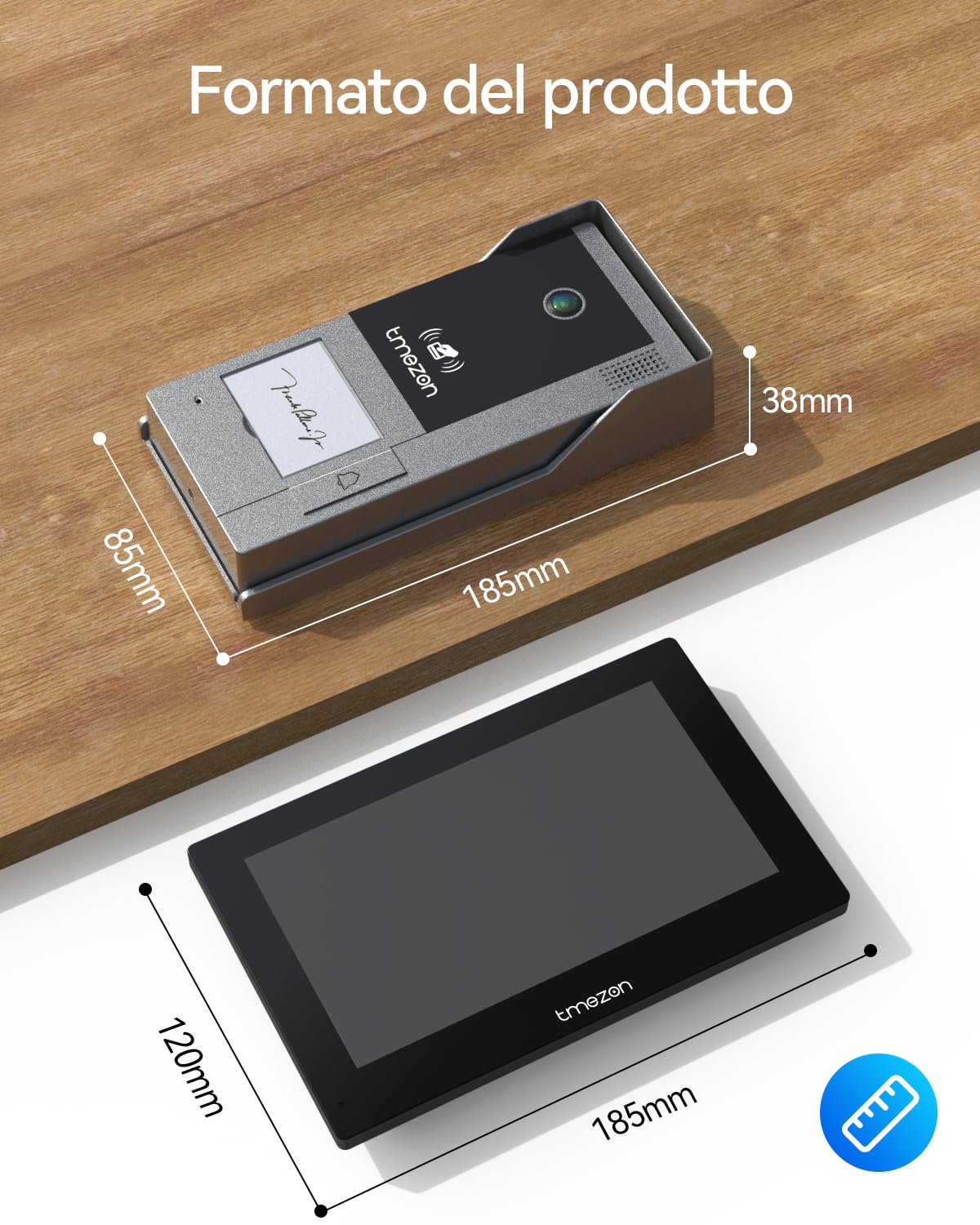 TMEZON Videocitofono Wifi Smart 2 Fili Video Citofoni M790,1080P monitor e Campanello Esterno con Telecamera,APP/Carta RFID Unloc,Rilevamento del Movimento Umano