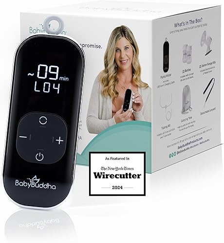BabyBuddha Extractor de leche 2.0, bomba eléctrica portátil para lactancia materna con modo de estimulación suave, portátil, extractor de leche