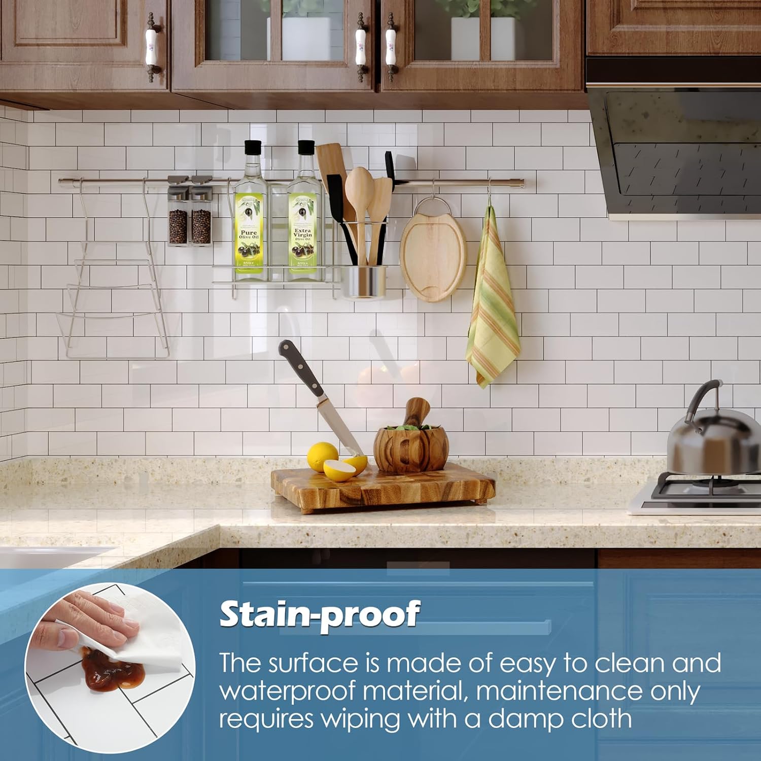 2026 New Upgrade Peel and Stick Backsplash Tile, Peel and Stick 11.34" X 11.57" Wall Tile for Kitchen, Bathroom, Fireplace, Laundry (Polished Marble White, 10 Packs)