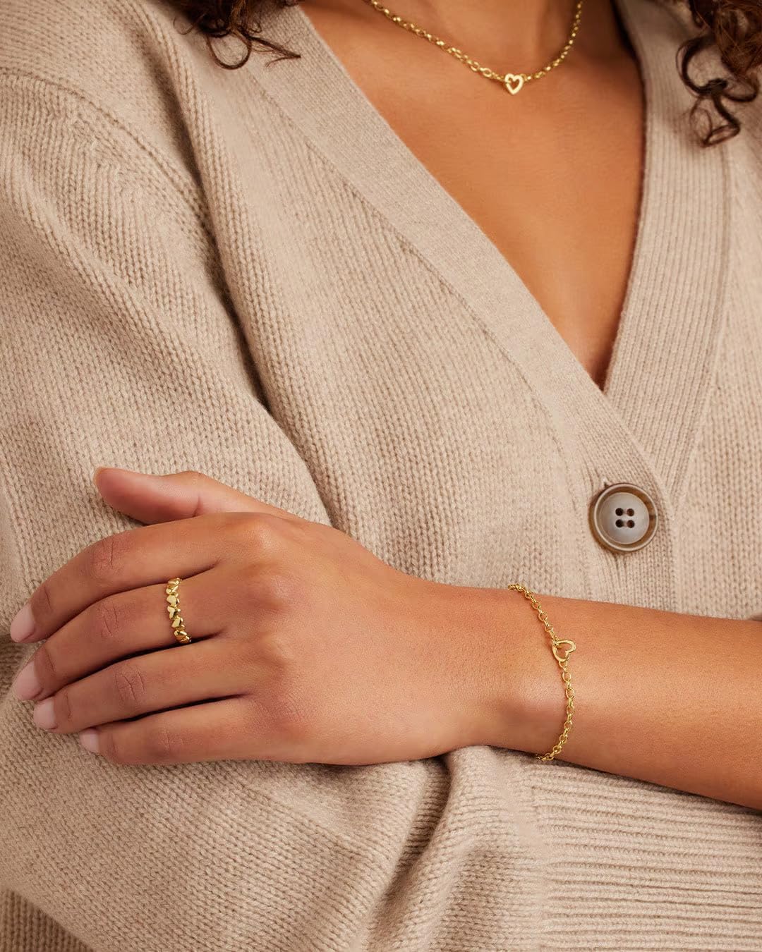 gorjana - Parker Heart Necklace 16 1/2 or 17 inches - 18K Gold Plated - Cable Chain, Interlocking Double Open Hearts - Gifting Necklace to Loved One - Stylish Gift Packaging - Unique Heart Hinge Closure - Image 4