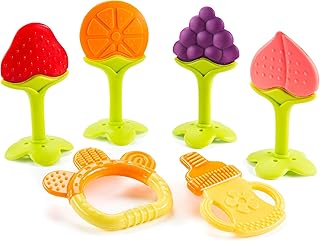 Teething Toys for Babies 0-6 Months - Newborn Infant Baby Teething Toys - Silicone Baby Teether - Freezer Safe Teethers for Babies 0-6 Months – Cold Frozen Baby Chew Toys 6 Pack - Perfect Baby Gift