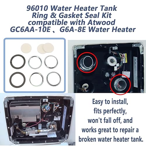 Miniatura 5 de 96010 - Kit de anillo y junta para calentador de agua compatible con Atwood GC6AA-10E, calentador de agua G6A-8E para camionetas y calentadores de