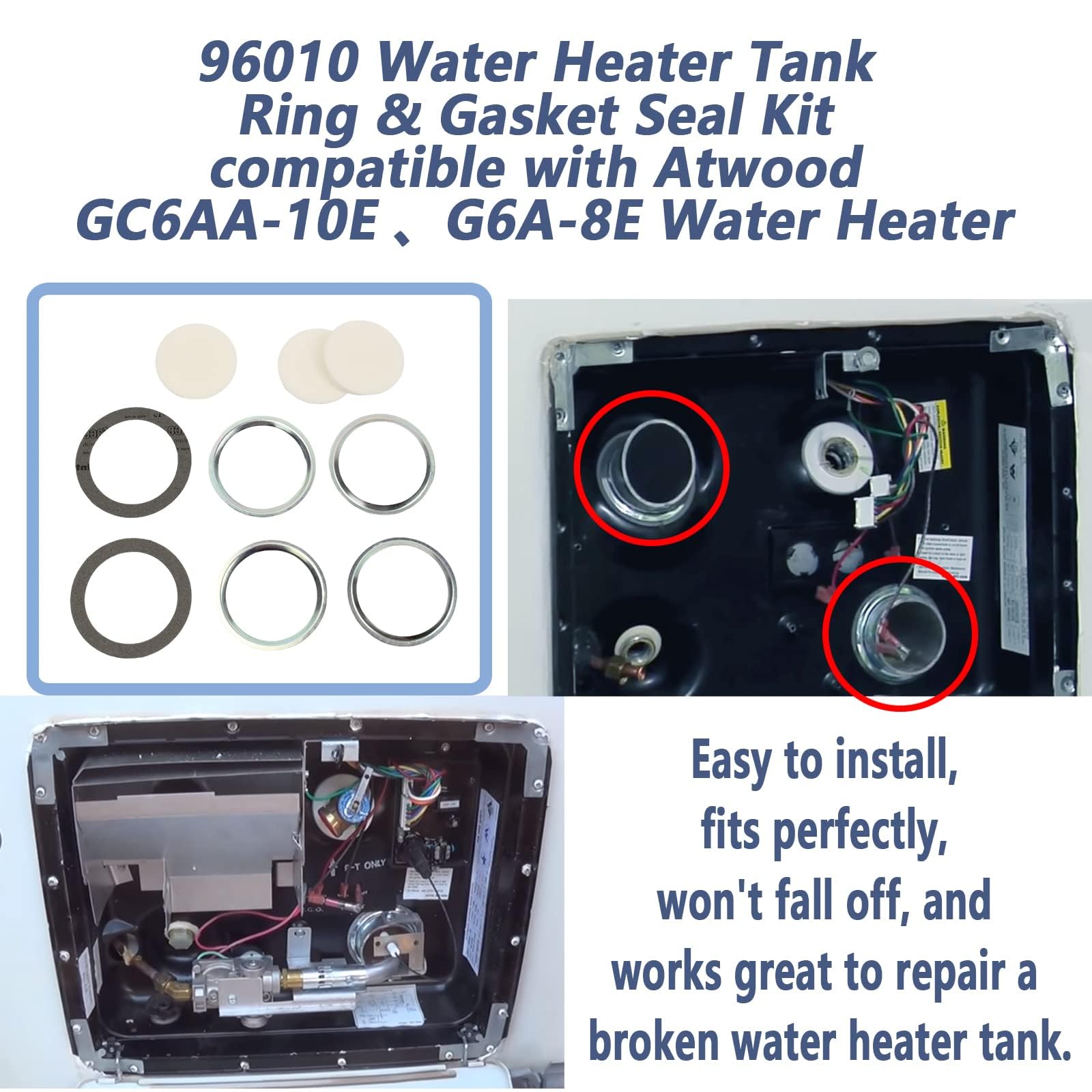 Amazon.com: 96010 Water Heater Tank Ring u0026 Gasket Seal Kit Compatible with  Atwood RV Water Heater Parts fits Atwood RV GC6AA-10E 、G6A-8E Water Heater  for Camper Vans and Marine Water Heaters :