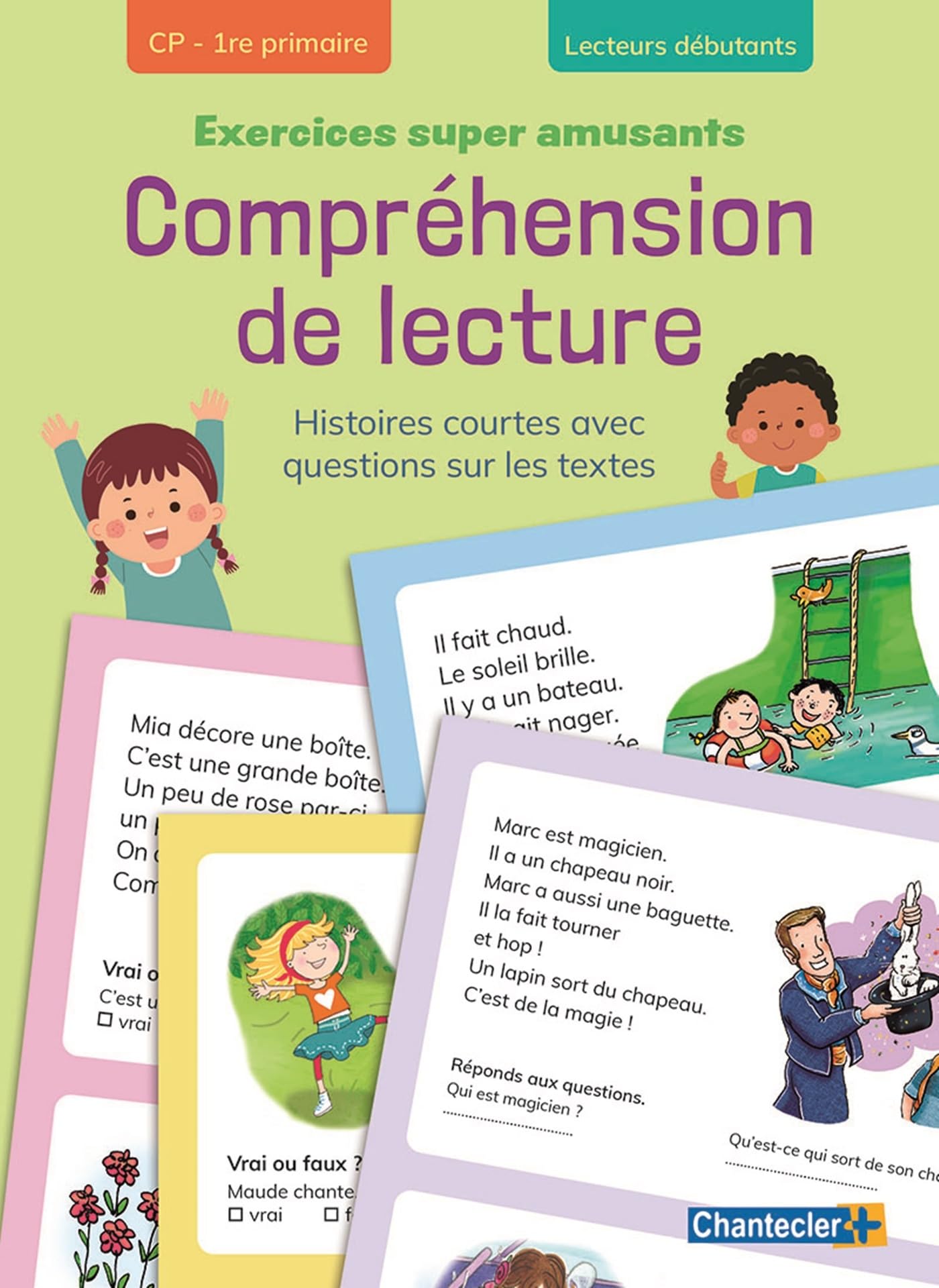 Exercices super amusants – Compréhension de lecture – CP (bloc vert): Histoires courtes avec questions sur les textes
