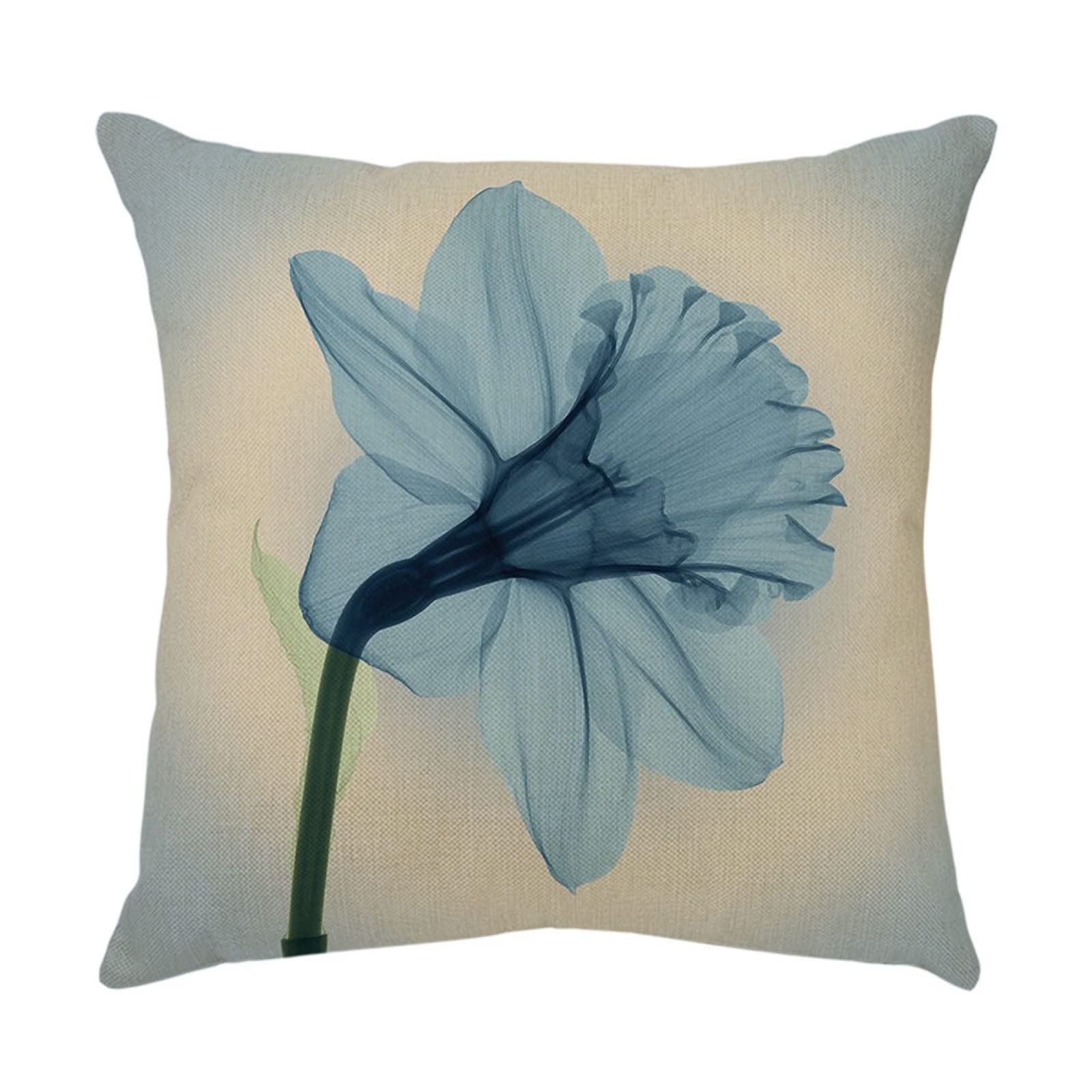 4 Piezas Funda de Almohada Flor Azul Abstracta Fundas de Cojín Terciopelo Sencillo y Decorativo para Sofá Camas Dormitorio Coche Lino Cojines Throw Pillow Covers 80x80cm/32x32 Inch