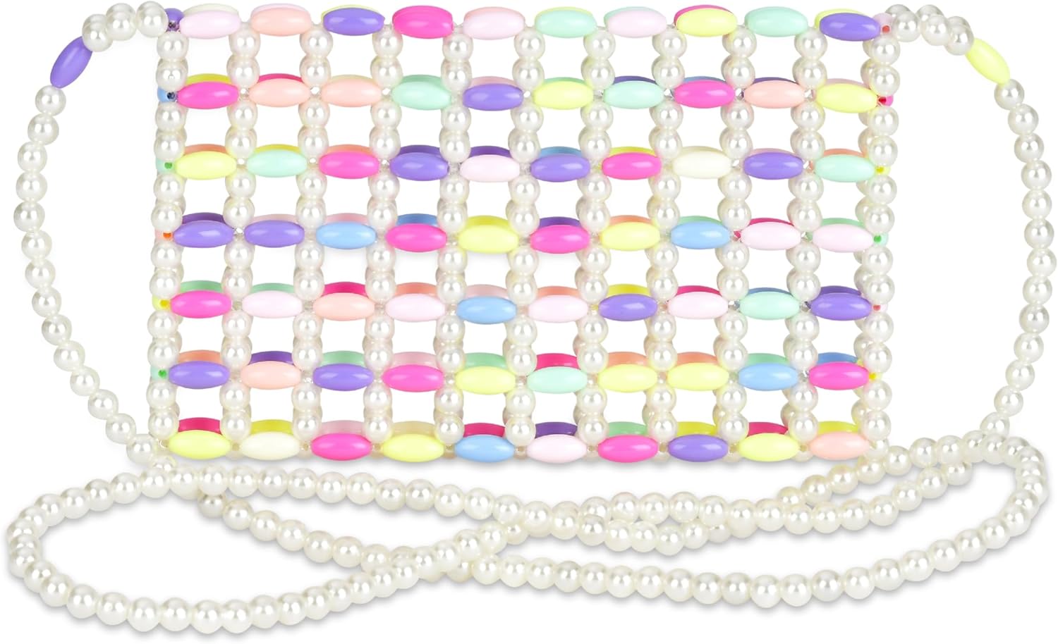 iscream Girls' Pretty Colorful Crossbody 6.5" x 4.25" Woven Beaded Party Purse