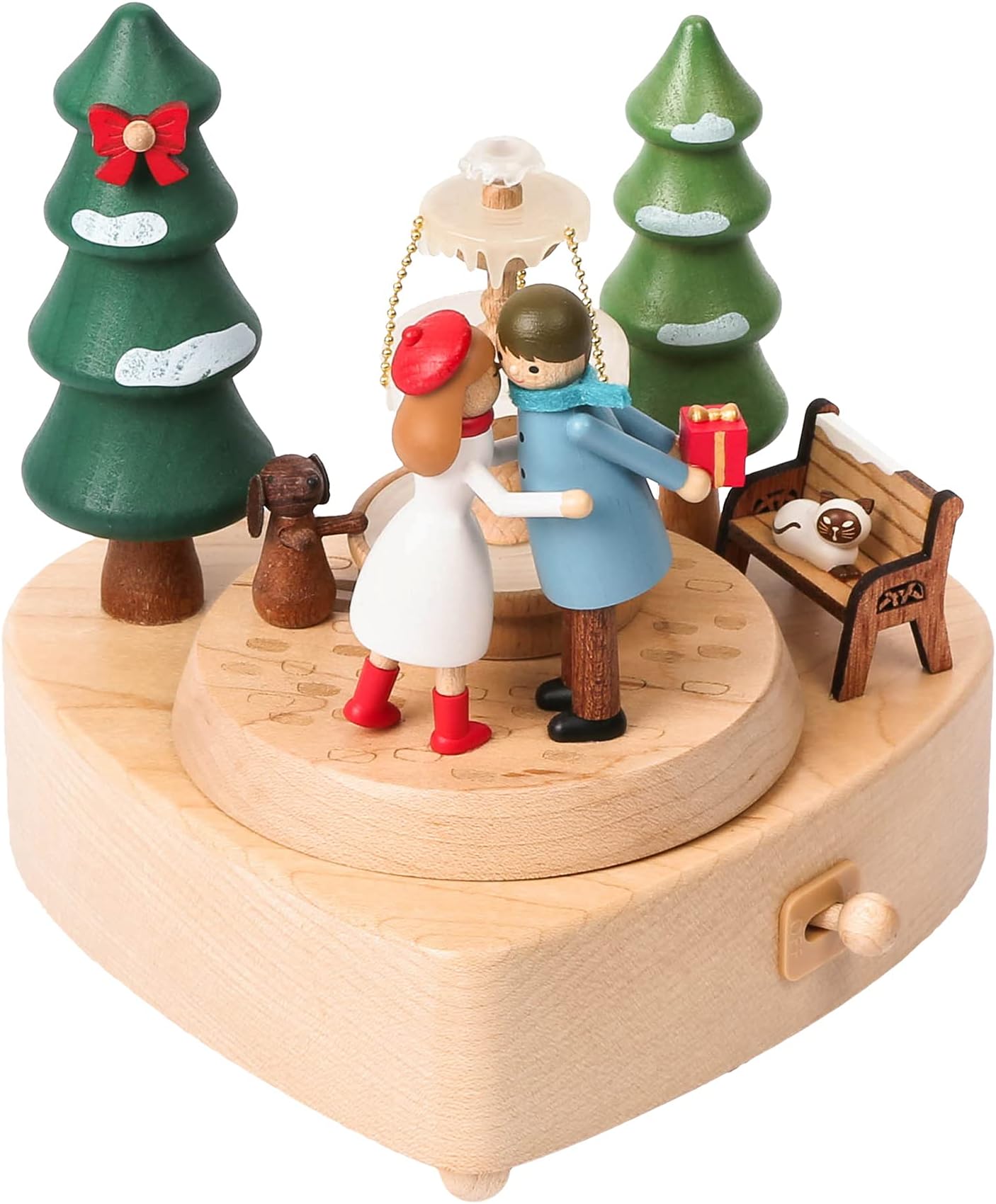 JEAN WOODERFUL Life Music Go Round Plate Music Box | Sweet Winter | 1061252 | Hand Made Delight Design Party Gift from Sustainable Forest | Plays - Lovers Concerto