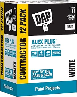 DAP Alex Plus Acrylic Latex Caulk with Silicone - White 10.1 oz, 12-Pack | Paintable, Flexible Waterproof Seal for Trim, Windows