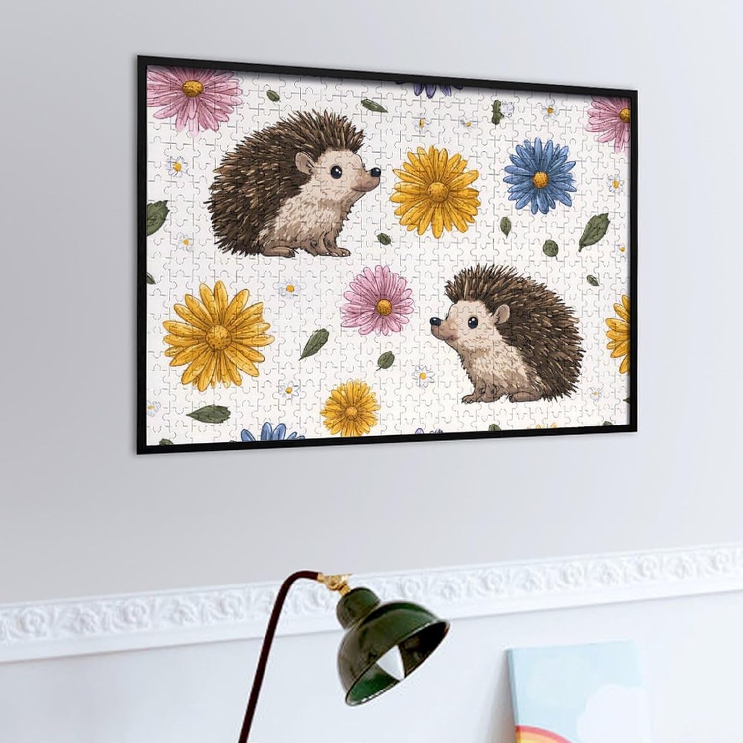 Cute Hedgehog Puzzles for Adults 500 PCS Wooden Jigsaw Puzzle Wall Decor Christmas