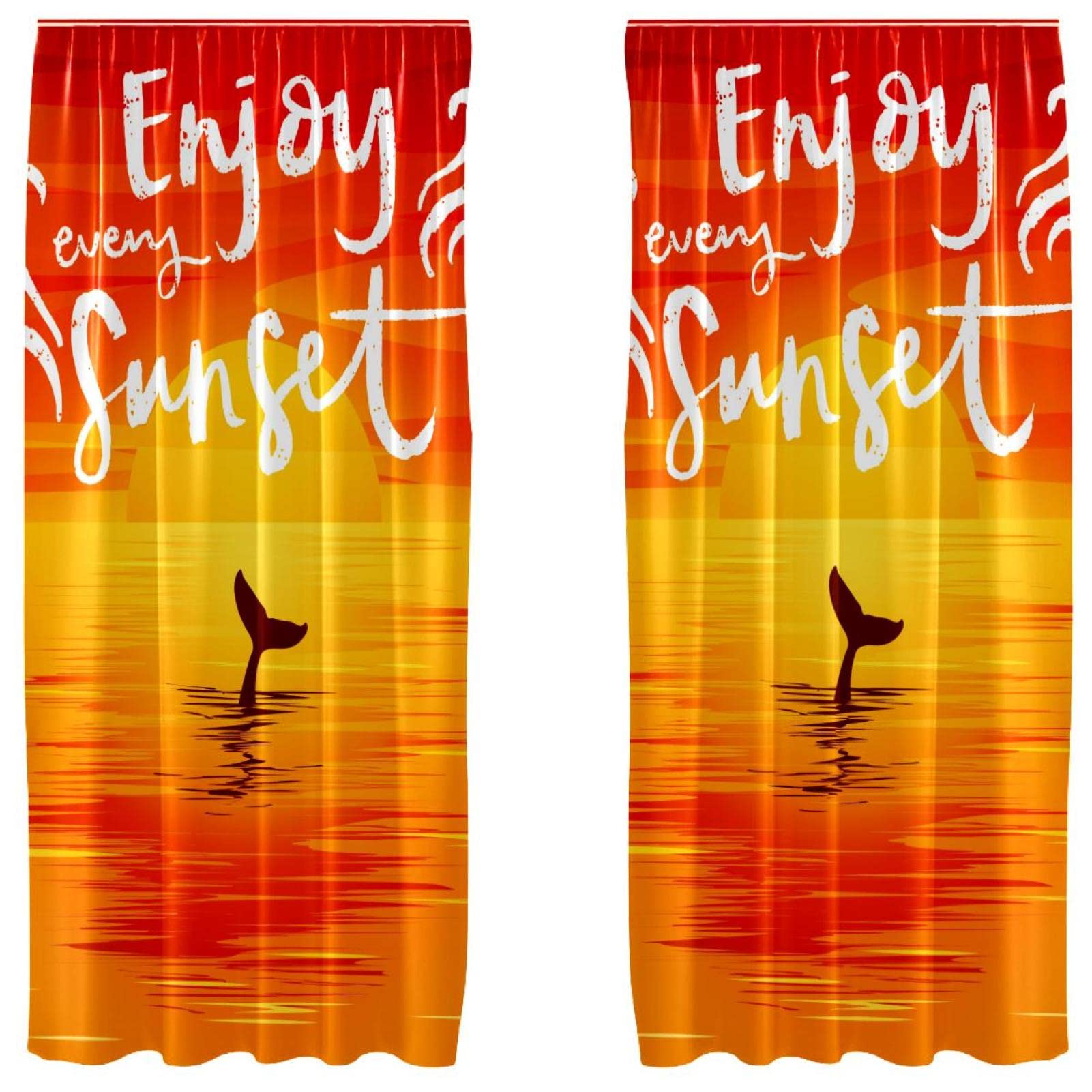 Rideaux pour fenêtre de salon orange coucher de soleil 139x213cm