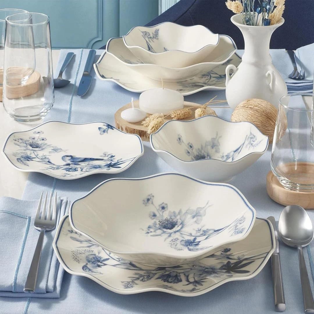 Service de table en porcelaine de 24 pièces – Güral Porselen Nesrin – Blanc ivoire pour 6 personnes – Service élégant