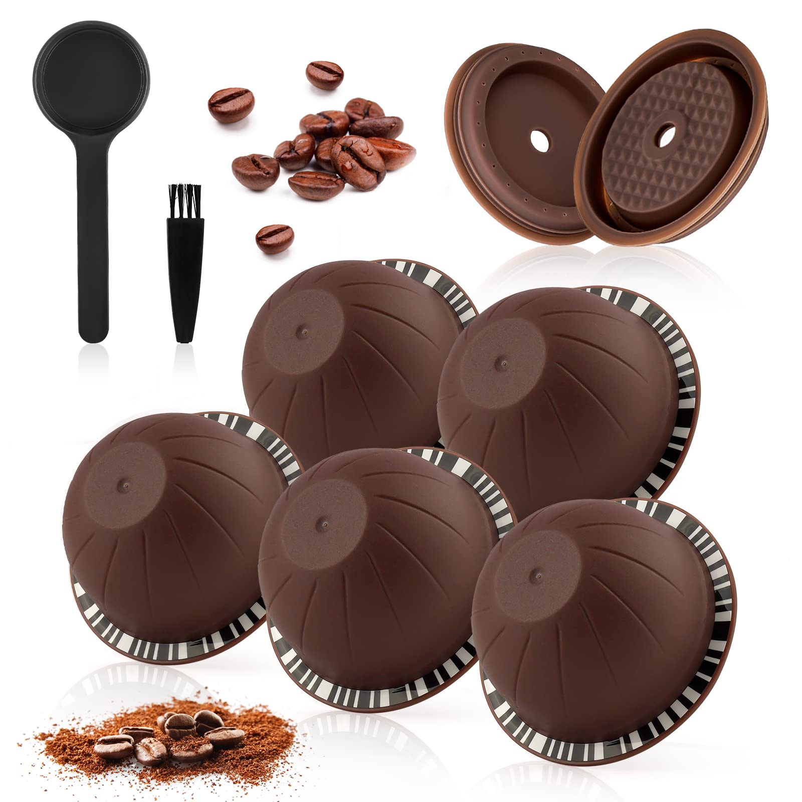 5 Pcs Reusable Vertuo Pods, 230ml Refillable Coffee Capsule