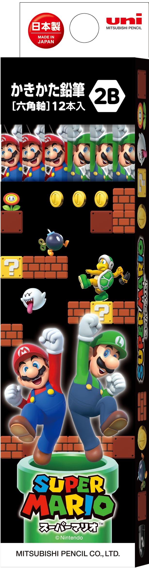 三菱鉛筆 鉛筆 スーパーマリオ SMS6 2B 1ダース 紙箱 K56432B