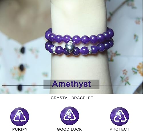 Miniatura 62 de 2Pcs Healing Crystal Bracelets for Women Handmade Beaded Bracelet Healing Prayers Crystal 8mm Natural Stone Beads Bracelet Stress Relief Get Well