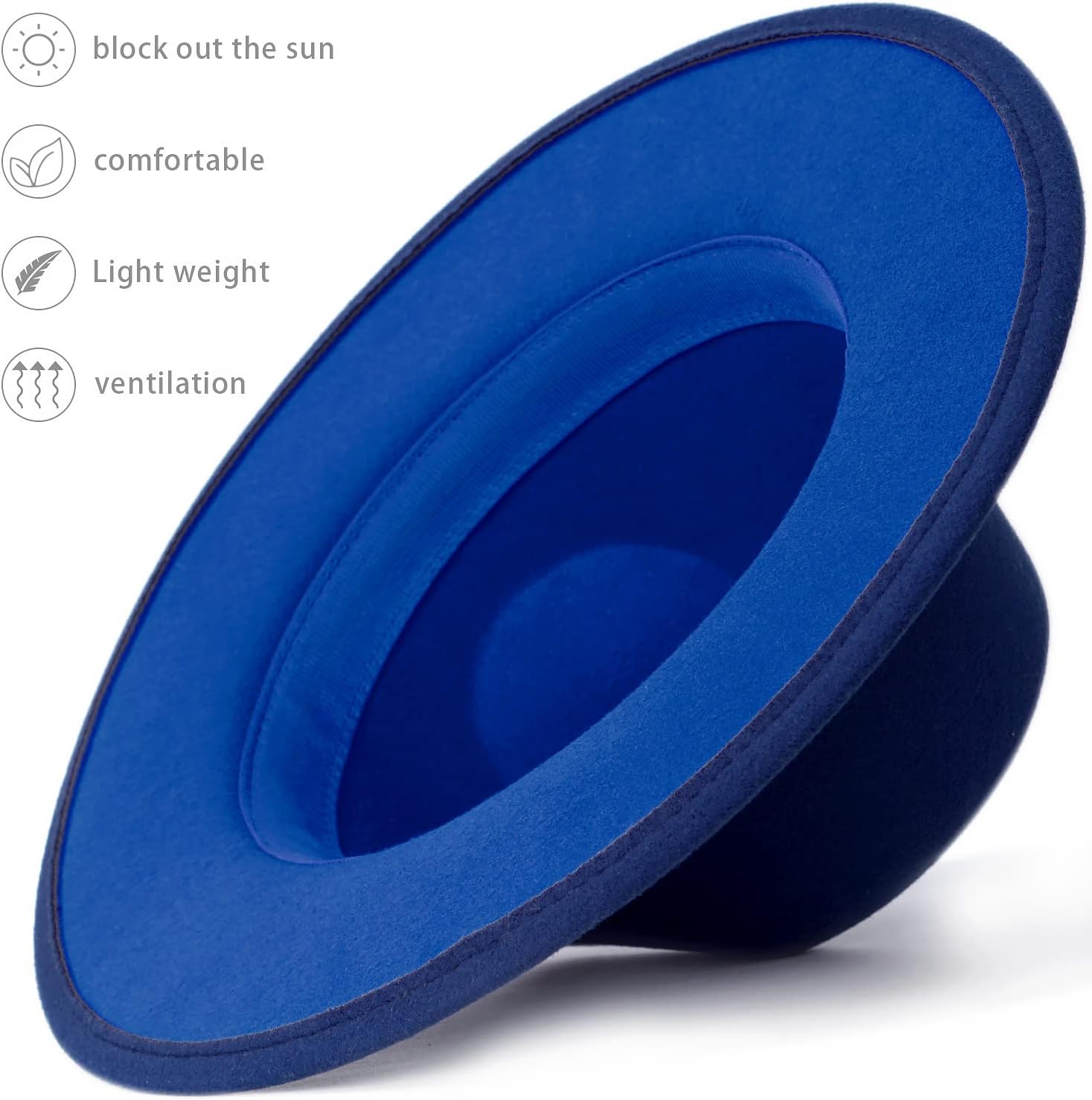 FADACHY Trendy Fedora Hats for Men & Women Wide Brim Felt Hat Dress Panama Hat Two Tone Fedora - Image 2