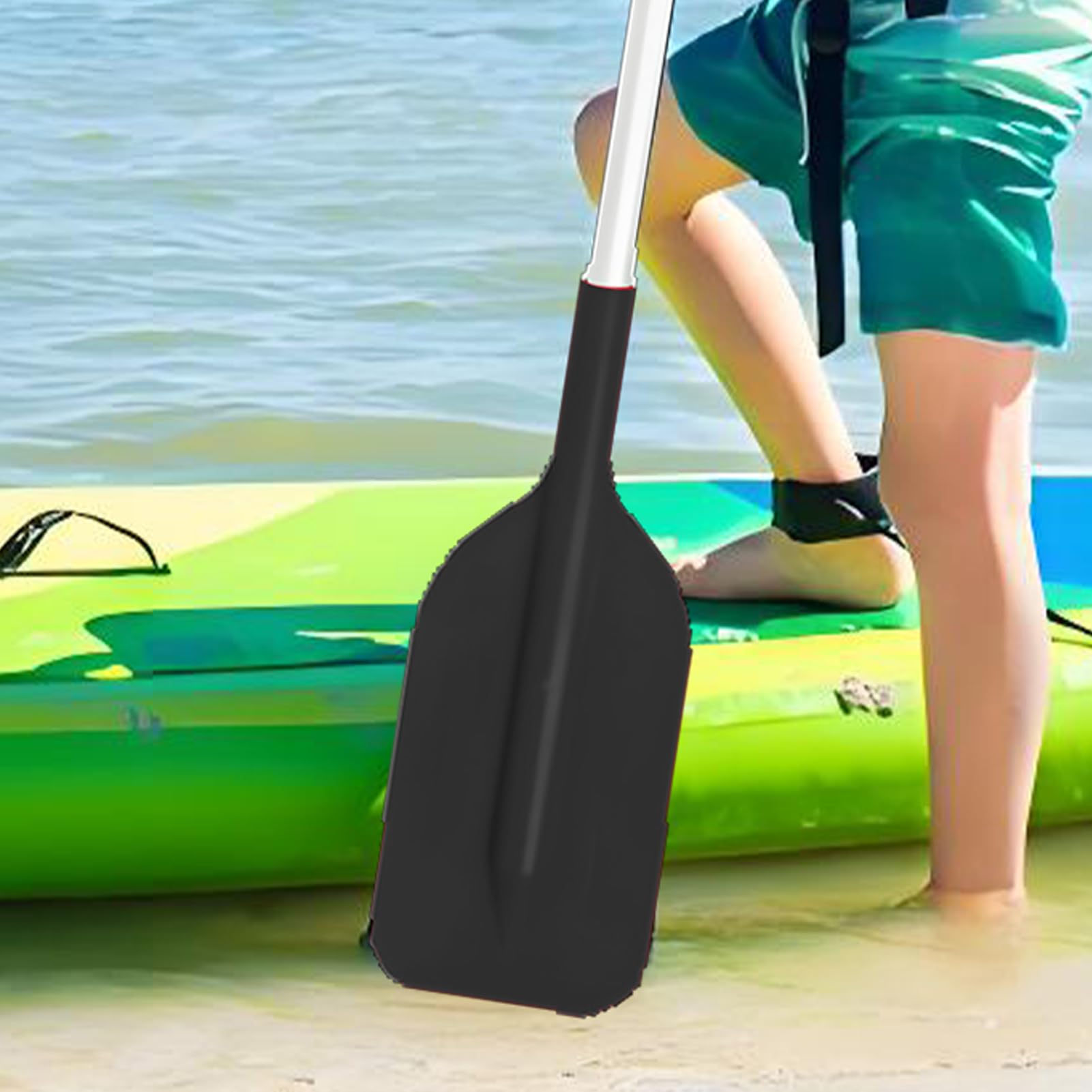 Generisch Pagaia in Alluminio con Funzione telescopica per Bambini, per Canoa, Kayak, Barca, Canoa, Barca a Remi, Nero//Giallo, 53,5 – 108,5 cm