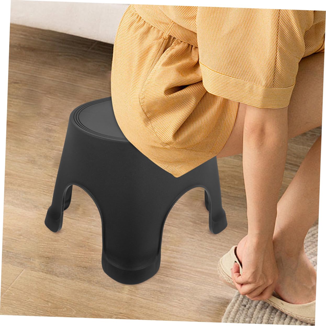 PRETYZOOM Taburete Antideslizante de Plástico PP para Niños, Reposapiés de Baño Negro, Fácil de Guardar y Transportar, Adecuado Hogar