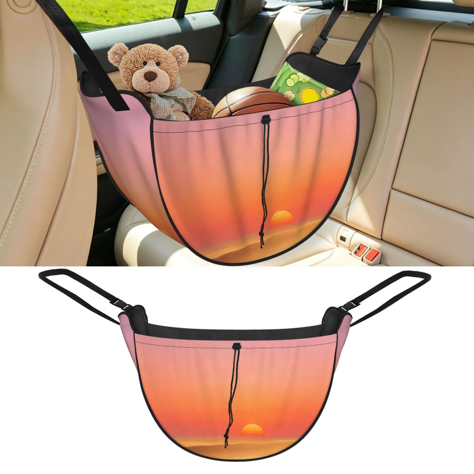 Cntdbu Black Desert Sunset Line Car Seat Organizer-Backseat Storage Bag For Travel