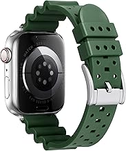 BINLUN Bracelet Compatible avec Apple Watch 46mm 45mm 44mm 42mm Sportif Bracelet Silicone Souple Respirable Bracelet de Remplacement Idéal pour iwatch SE/10/9/8/7/6/5/4/3/2/1 Femme Homme(Vert)