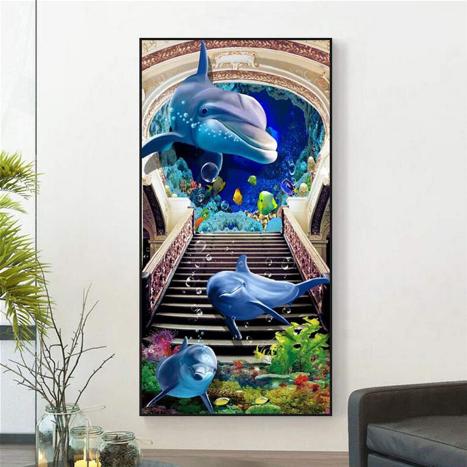 Diamond painting dauphin grand format pour sublimer la décoration de votre salon
