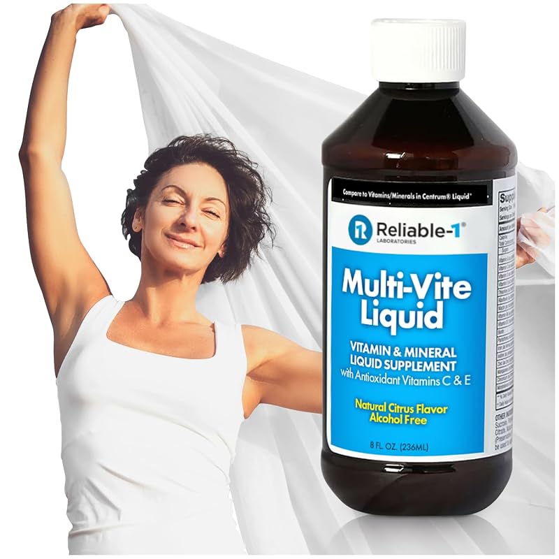 Reliable-1 Laboratories Multivitamínico líquido para adultos com vitaminas C, D, E, B6, B12 e biotina — 237 mL