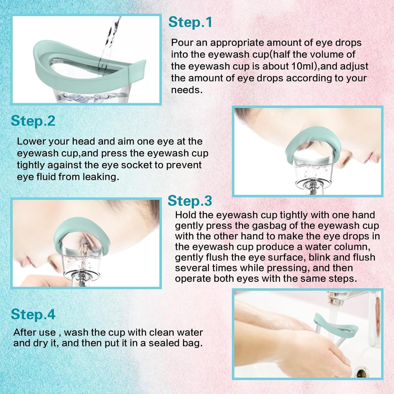KAYORA Squeeze RINSING Eye Cup, Eye Wash Cup for Tired Eyes, Silicone Manual Air Pressure Eye Cleaning Cup for Eye Rinse, Reduce Dust and Cosmetic Irritation 3