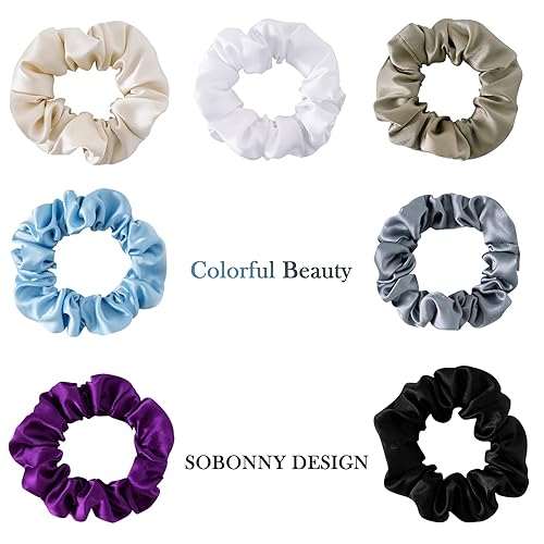 Miniatura 7 de Coleteros grandes de seda para el cabello, 100% seda de morera, no daña la prevención del encrespamiento, el sueño y la noche, accesorios para el