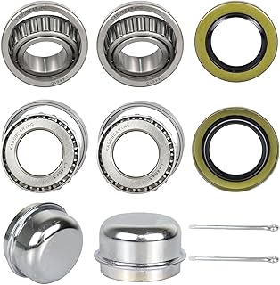2 Set Fits 1" inch Axles Trailer Wheel Hub Bearings ，L44643 L44610 Bearings, 12192TB Seal OD 1.980''，Dust Cover and Cotter Pin，Bearing Size ID 1.000", OD 1.980", Width 0.580"