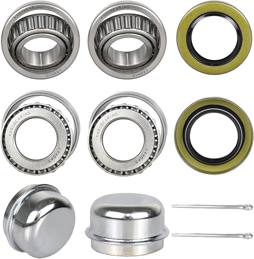 2 Set Fits 1" 2000 Lbs Axles Trailer Wheel Hub Bearings Kit,L44643 L44610 Bearings,12192TB Seal OD 1.980''，Dust Cover and Cotter Pin，Bearing Size ID 1.000", OD 1.980", Width 0.580".
