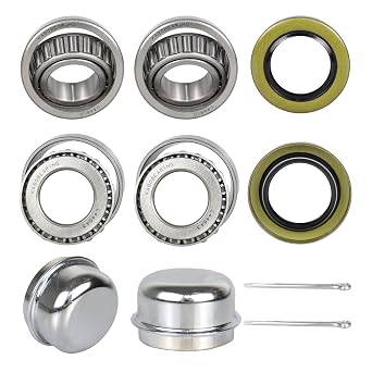 2 Set Fits 1" 2000 Lbs Axles Trailer Wheel Hub Bearings Kit,L44643 L44610 Bearings,12192TB Seal OD 1.980,Dust Cover and Cotter Pin,Bearing Size ID 1.000", OD 1.980", Width 0.580".