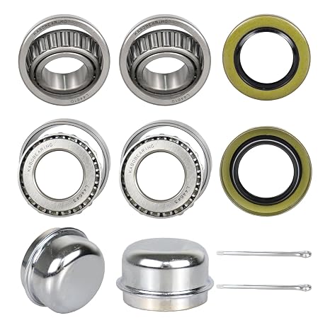 2 Set Fits 1 2000 Lbs Axles Trailer Wheel Hub Bearings Kit,L44643 L44610 Bearings,12192TB Seal OD 1.980'',Dust Cover and Cotter Pin,Bearing Size ID 1.000, OD 1.980, Width 0.580.