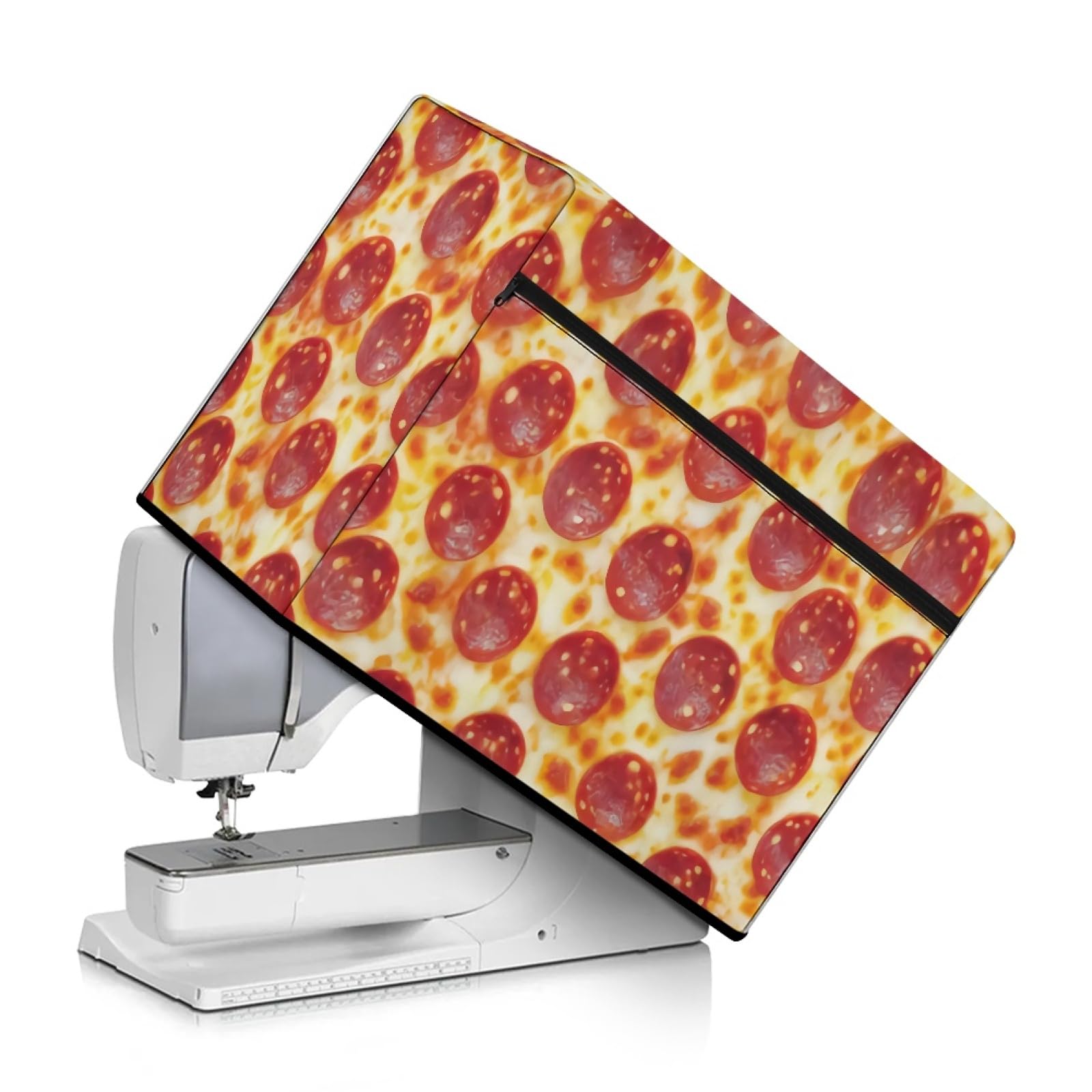 TOADDMOS Pizza Sausage Sewing Machine Cover Protective Cover with Storage Pockets Foldable Sewing Machine Cover Dust Cover for Most Standard Sewing Machines — image 1