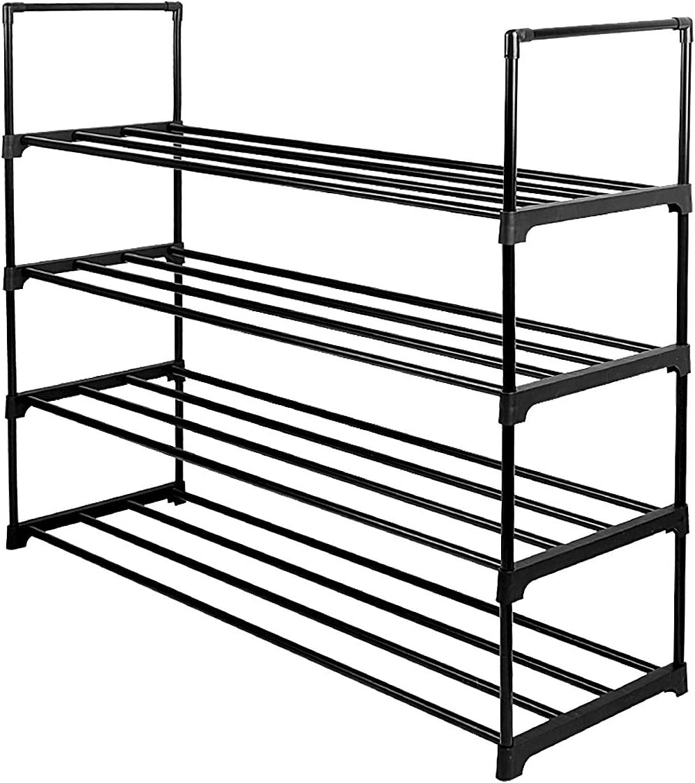 Lumsing Shoe Rack, 4-Tier Shoe Organizer Shelf Stackable Storage Cabinet Towers with Durable Metal Holds 20 Pairs, Black