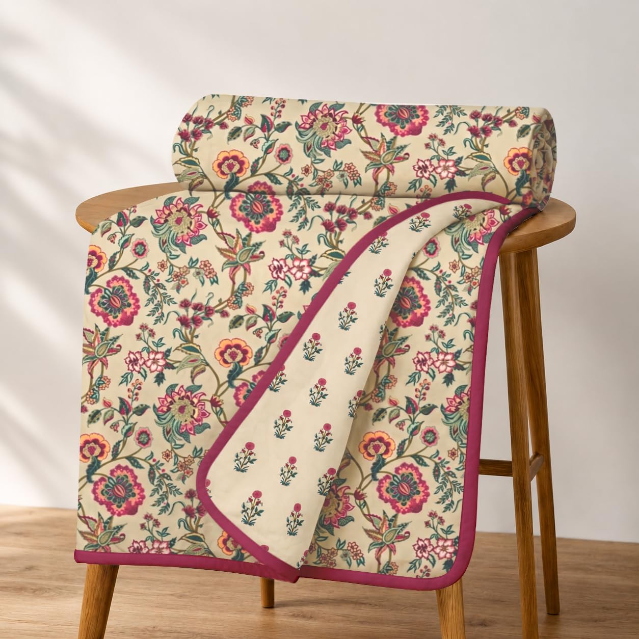 Homestan Reversible Dohar Double Bed, Soft Microfibre AC Blanket for Summer (84x88 inches, Floral Trail)-image-41