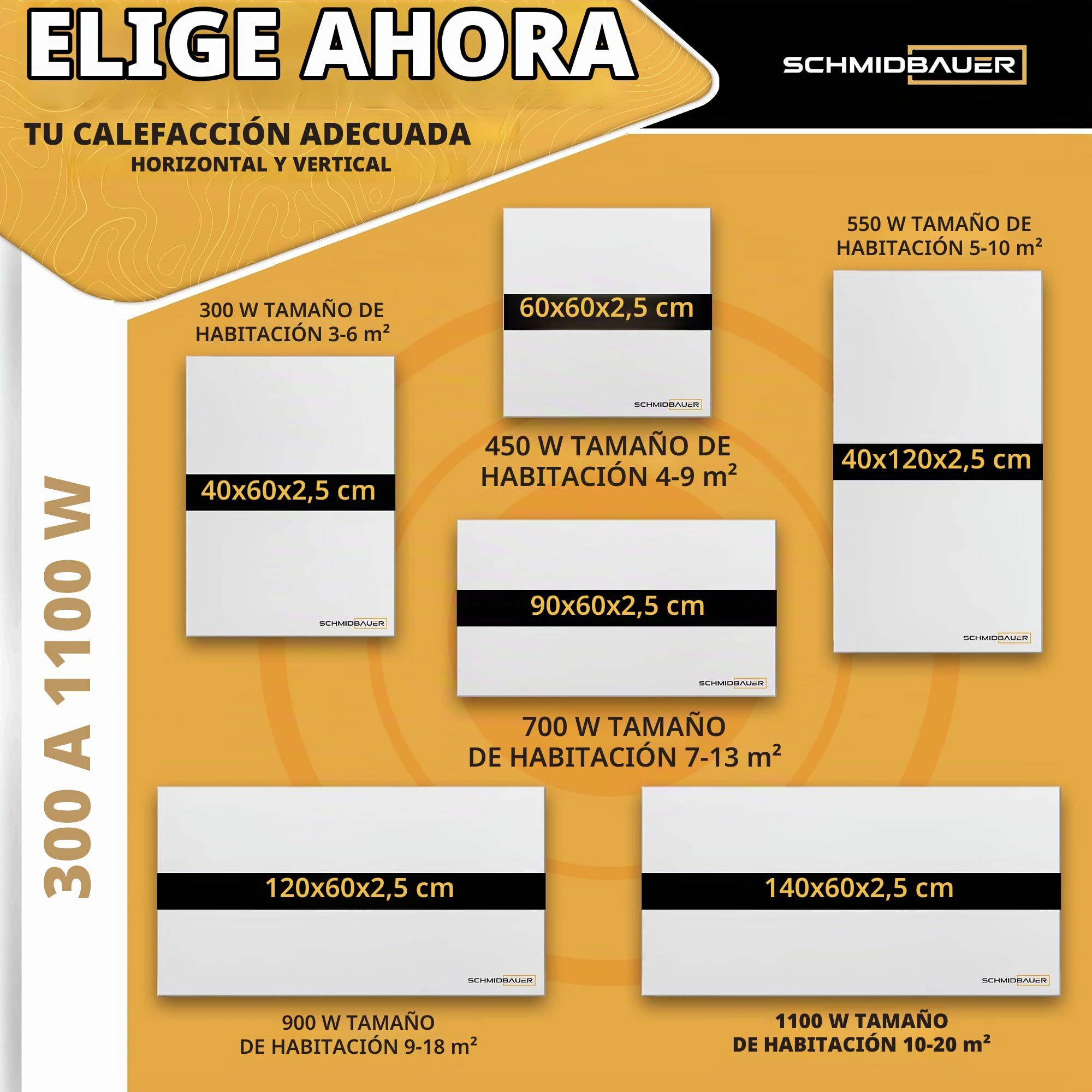 SCHMIDBAUER® Calefacción por infrarrojos Concept de 700 W, incluye accesorios de montaje, soporte de pared o techo Easy Click, protección contra sobrecalentamiento, soldado sin marco, recubierto de