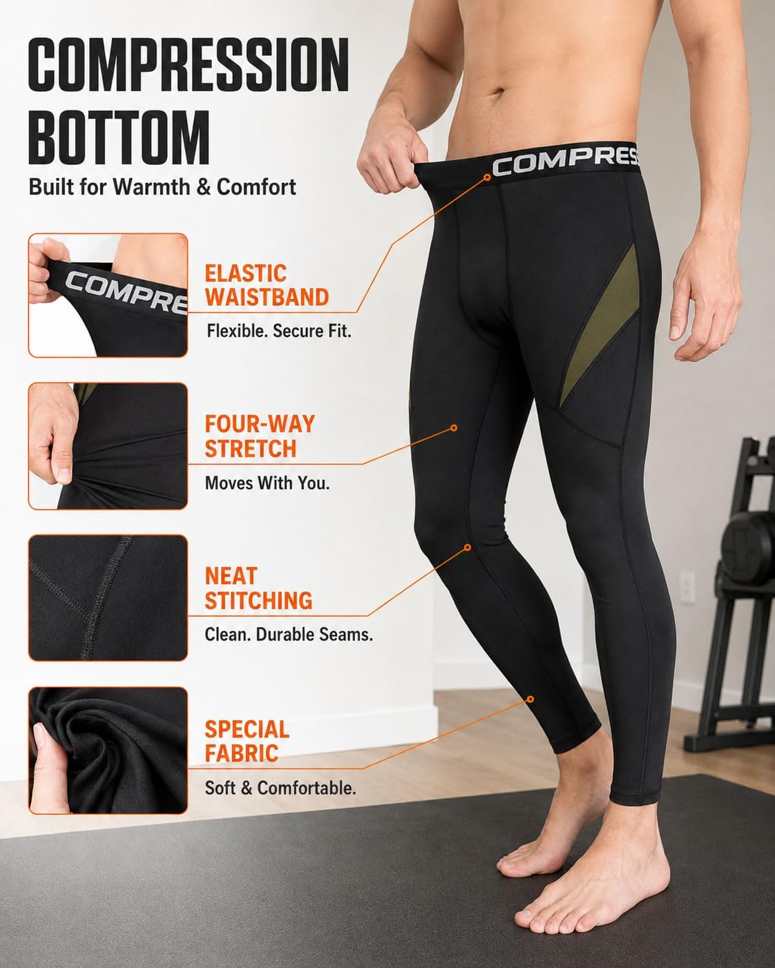 Thermal Underwear for Men Long Johns Set Fleece Lined Base Layer Winter
