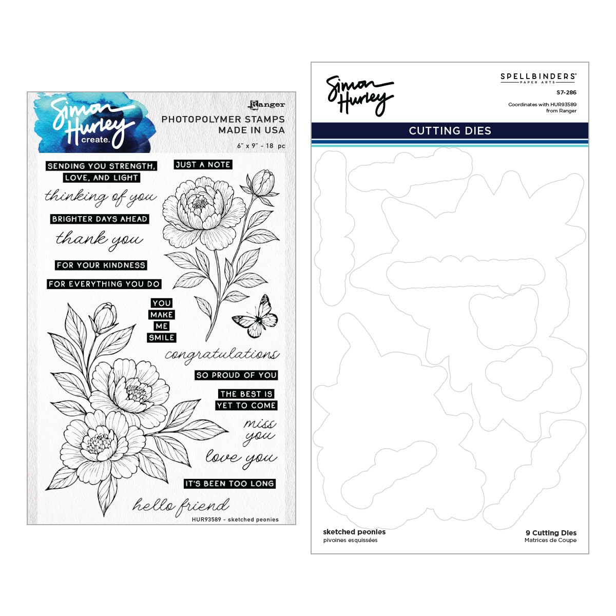 Sketched Peonies Stamp and Die Bundle by Simon Hurley