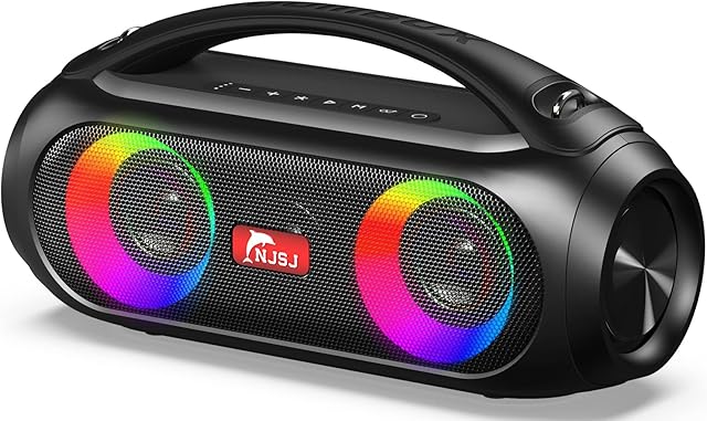 NJSJ Bluetooth Speaker,40W 2.1 CH Portable Wireless Speakers Waterproof,14H Playtime 8800 mAh Battery,Support FM Radio,USB,AUX,TWS,LED Lights for Home,Party,Outdoors
