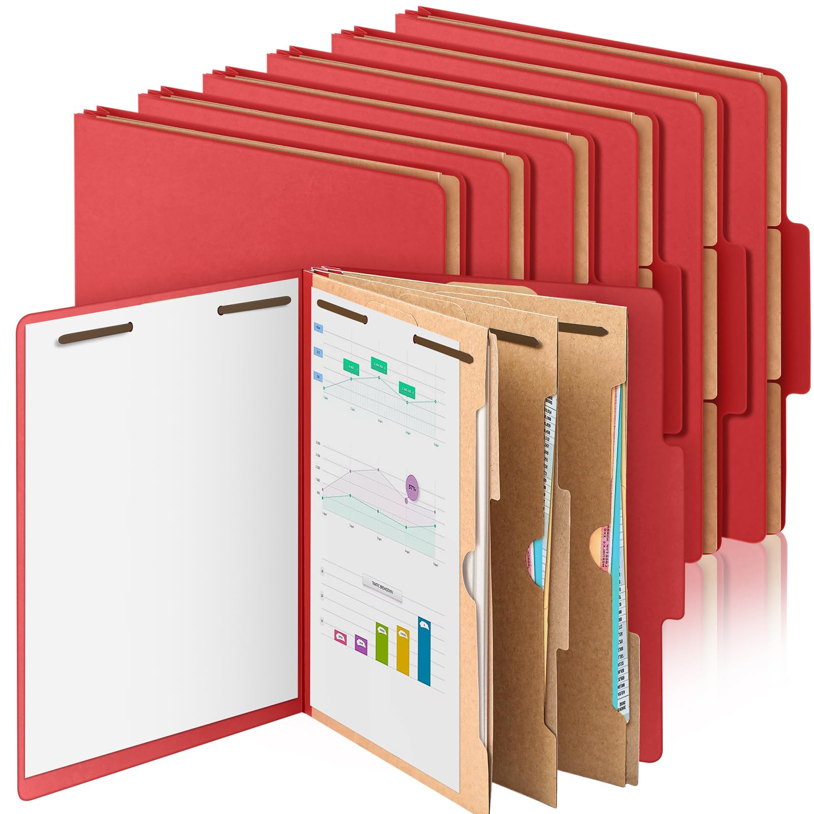12 carpetas de clasificación, tamaño carta, 3 divisores de bolsillo, carpeta de archivos para empleados con 2 cierres de puntas, soporte de archivos de tablero prensado resistente de expansión de 2