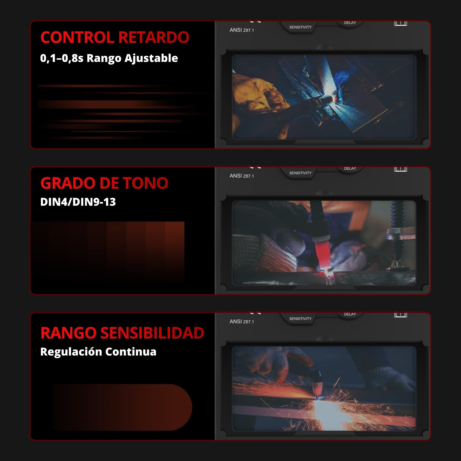 Máscara de Soldar Automática Harukiku | Doble Alimentación Solar+Pilas | Visor Auto-Oscurecimiento DIN4-9/13, Óptica 1/1/1/1 con Tecnología True Color