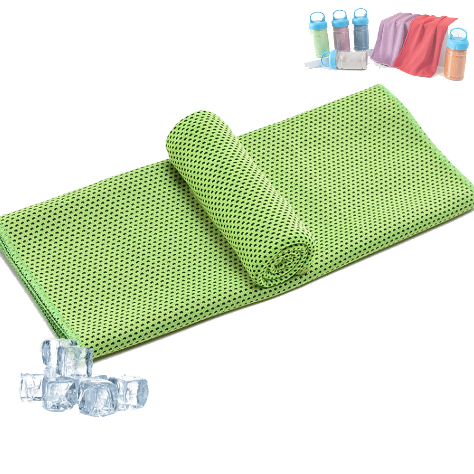 Ice Towel Cooling Towel, Cooling Towel In Bottle, Absorbent Quick-Drying Gym Cooling Towels, Cooling Bottle Cold Sweat Towel, Reusable Soft Absorbent Cooling Portable (Green,30 * 100cm)
