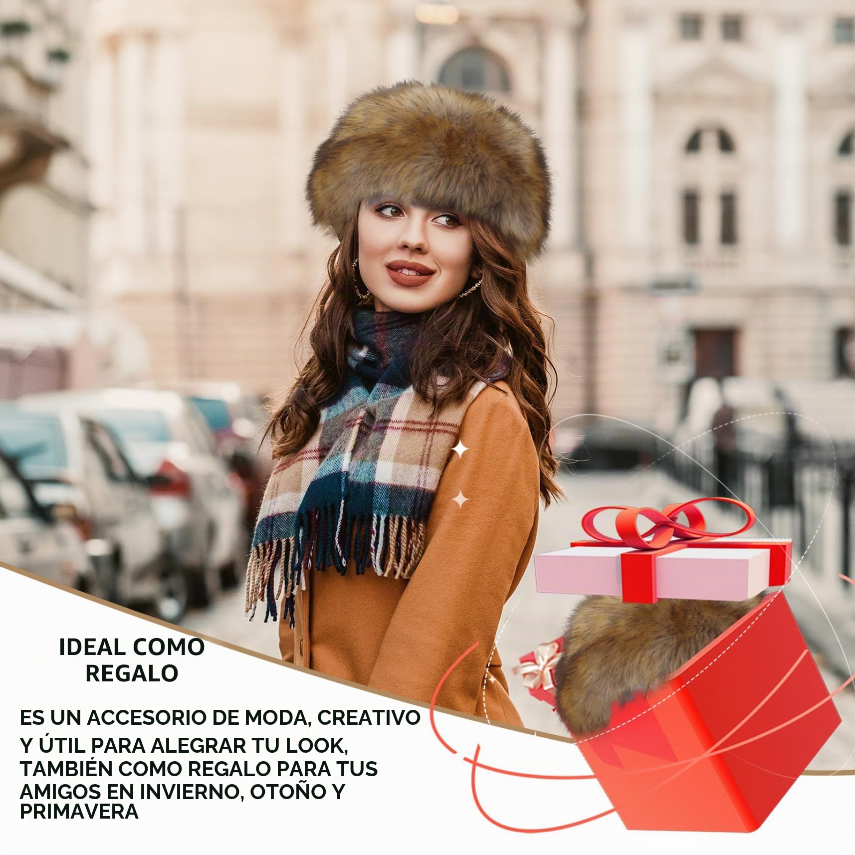NIDONE Sombrero de Piel sintéxu Grueso Tibia sin Top sin Diadema de Pieles con la Banda de Moda de la Oreja de Moda elástica Sombreros de Pieles de Invierno Lavables para Mujeres