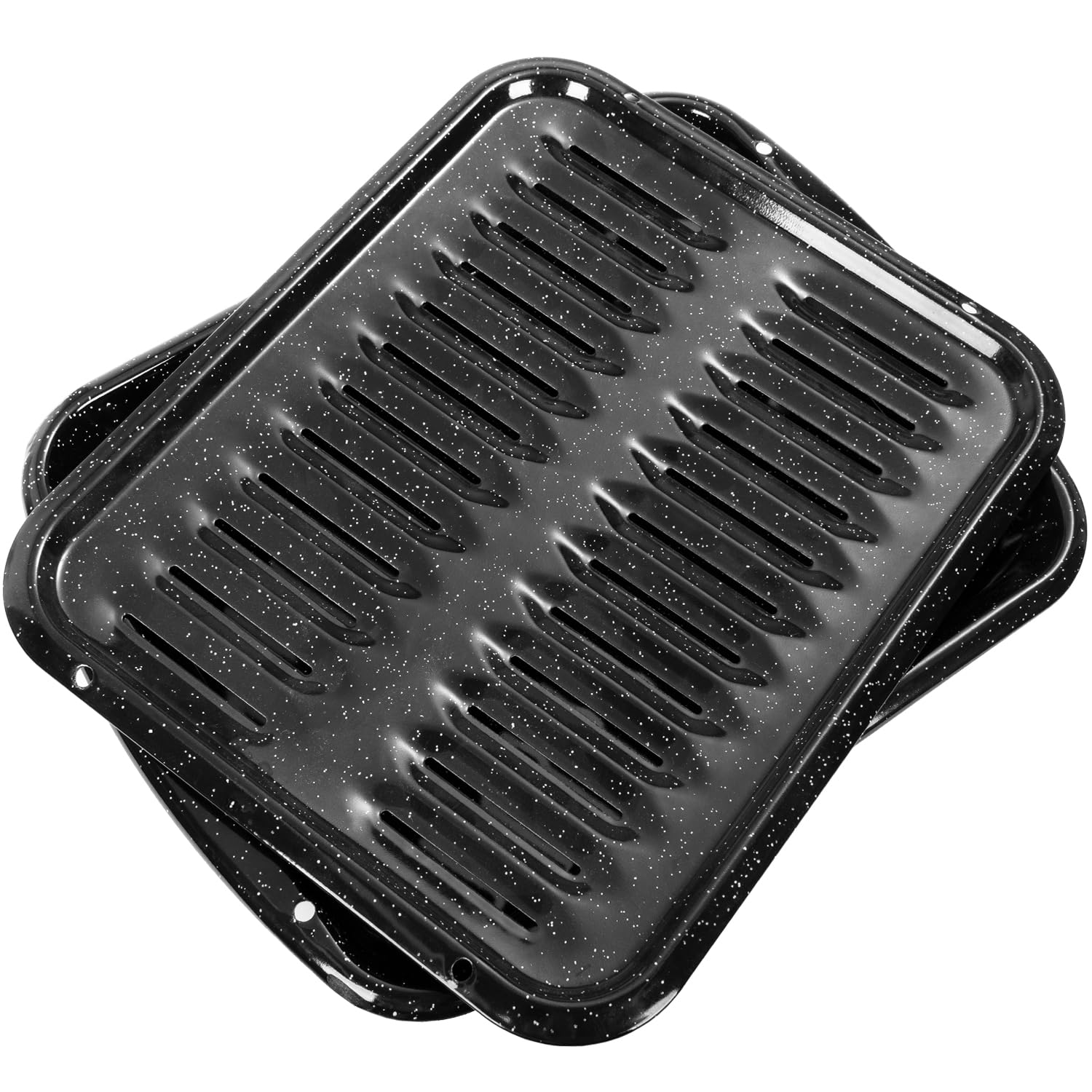 AURORAKI 16.75' Broiler Pan for Oven with Rack, Thick Enamel